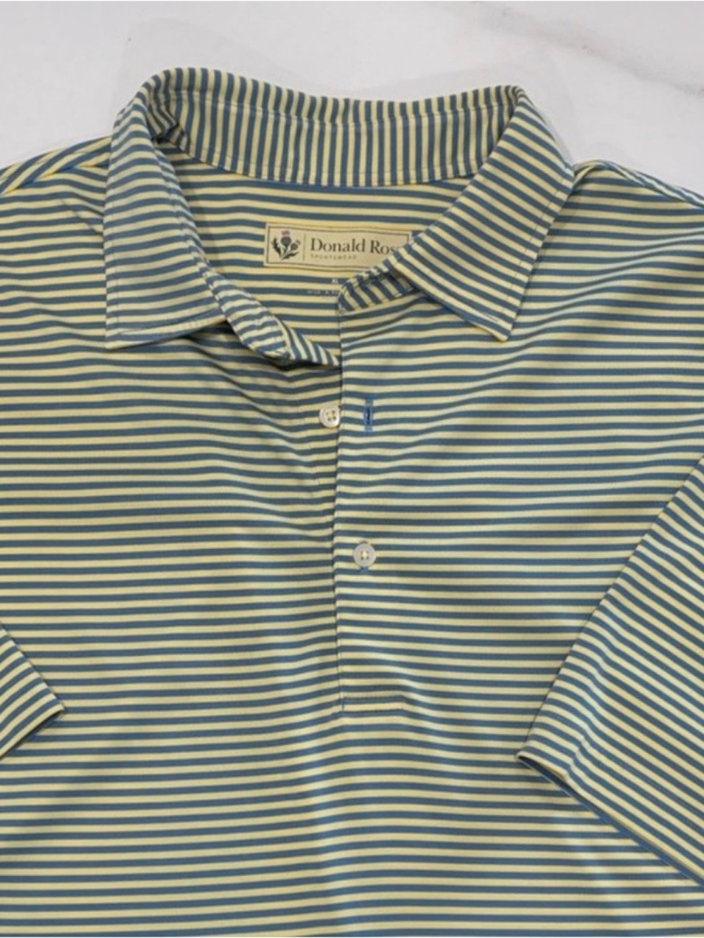 Donald Ross Blue & Yellow Striped Polo